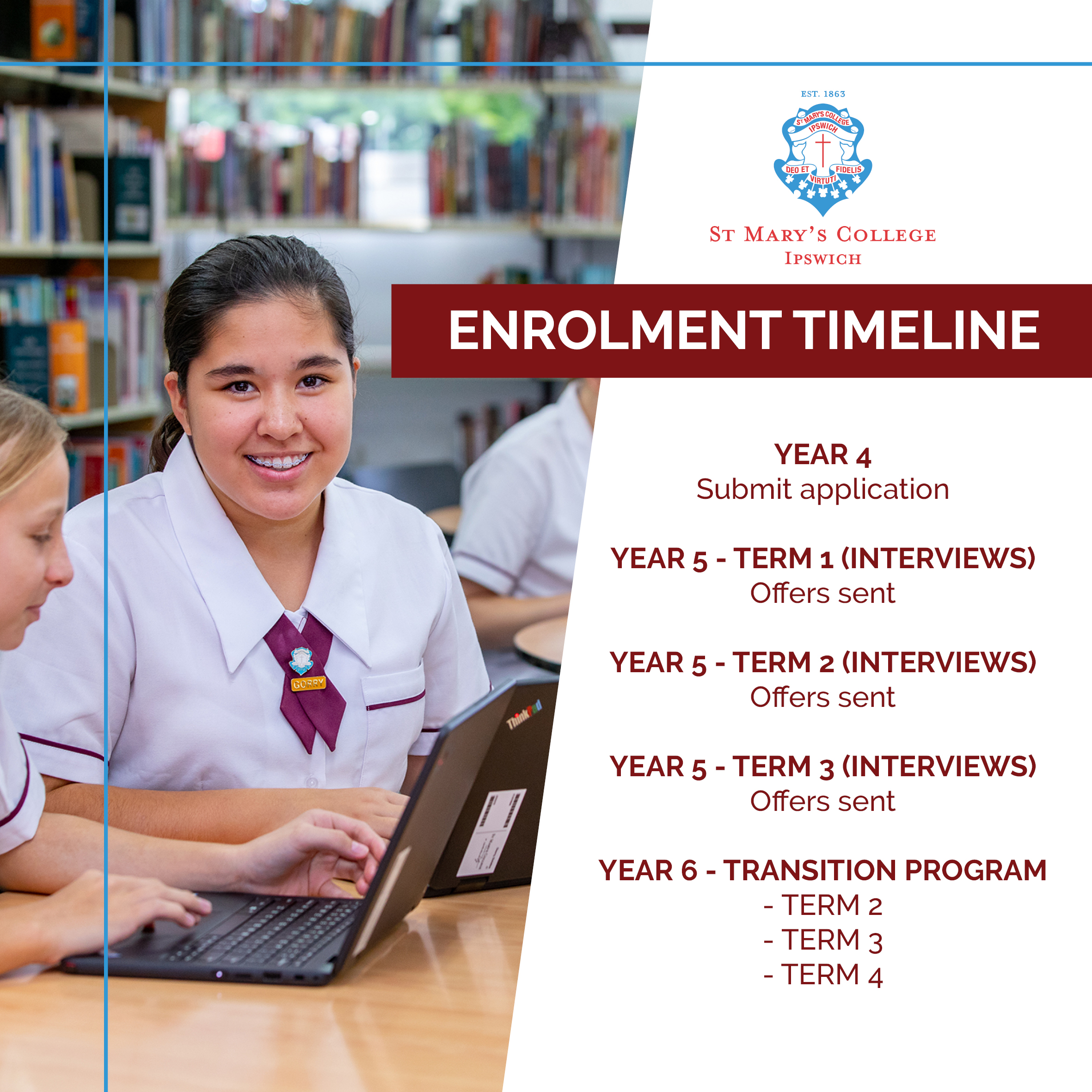 St Mary's College Enrolment Timeline